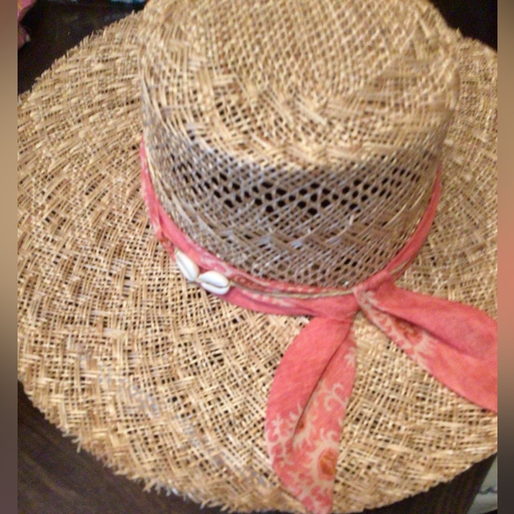 SALE Wyeth Straw Sun Boater with Pink Ribbon